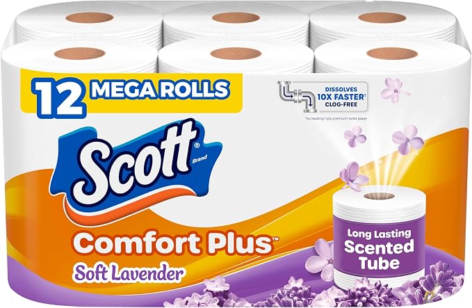 Scott ComfortPlus 12 Rollos Mega con Aroma a Lavanda desde $4.83 en Amazon