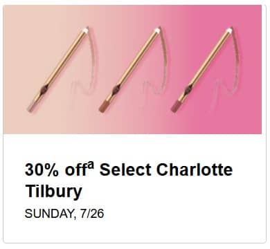 Charlotte Tilbury – 30% Off Select Products (7/26 only)